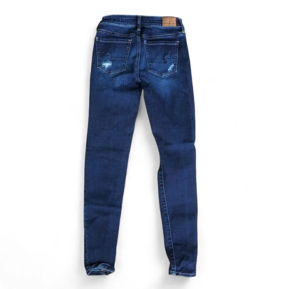 American Eagle Super Stretch Distressed Medium‎ Wash Jegging Jeans Juniors 00